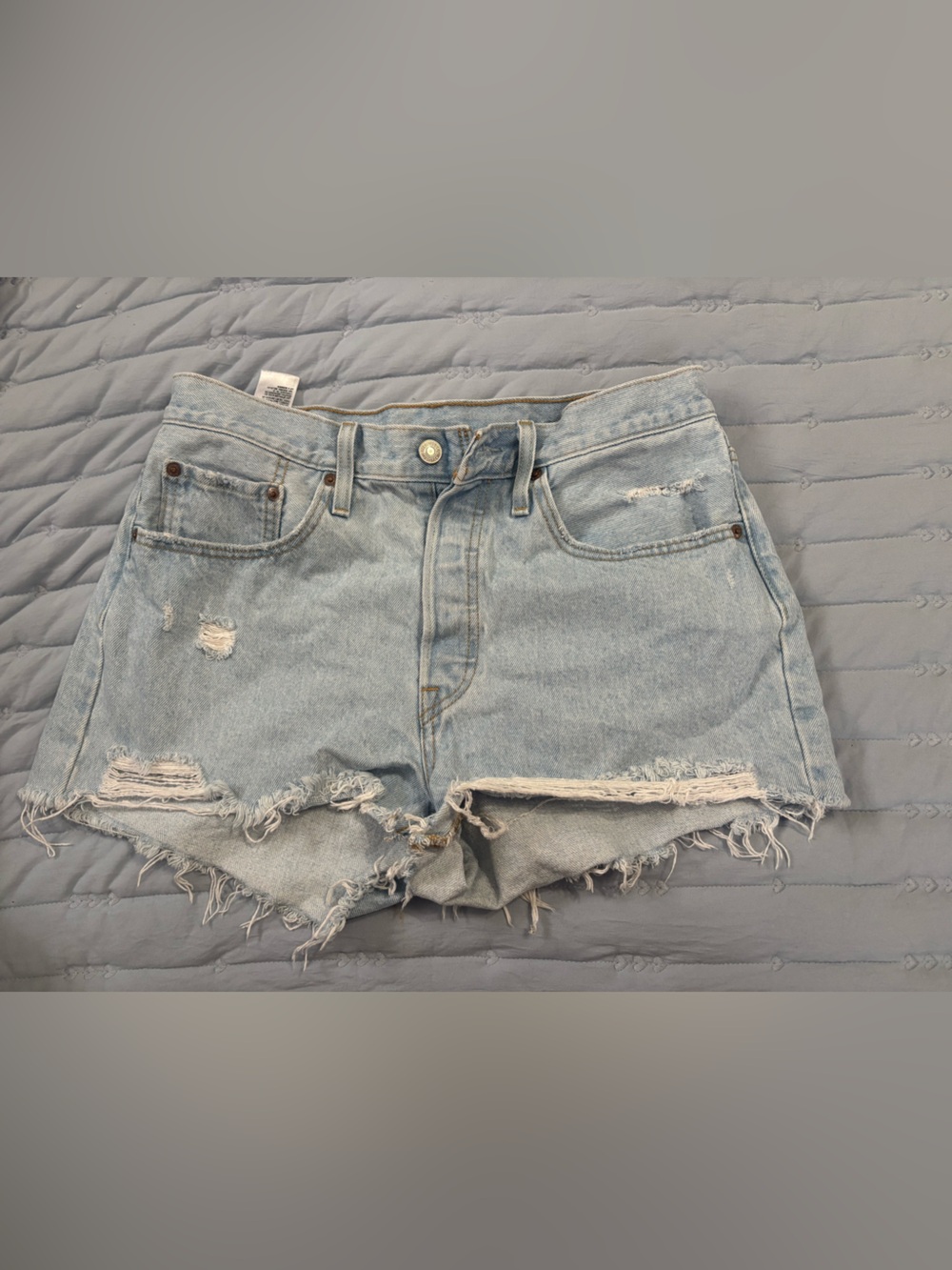 Levi's Light Blue Distressed Denim Cutoff Shorts